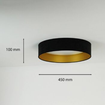 LED stropné svietidlo Plafond, zamat, čierna/zlatá, Ø 45 cm, 3-stupňové