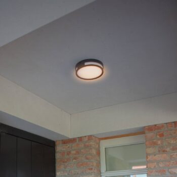 LED stropné svietidlo Rola, vonkajšie, čierne, Ø 18 cm