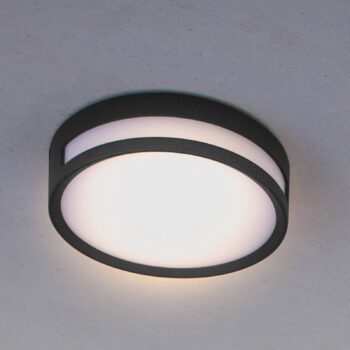LED stropné svietidlo Rola, vonkajšie, čierne, Ø 18 cm