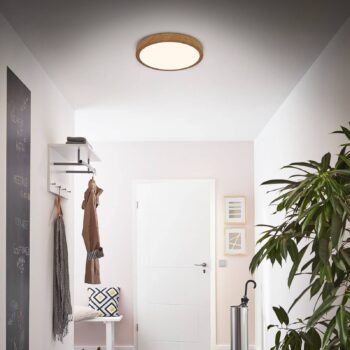 LED stropné svietidlo Runa Wood wood look 3 000 K Ø38cm