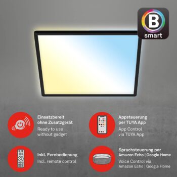LED stropné svietidlo Slim smart black dim CCT 42x42cm