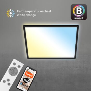 LED stropné svietidlo Slim smart black dim CCT 42x42cm
