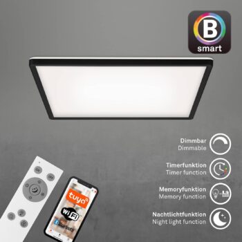 LED stropné svietidlo Slim smart black dim CCT 42x42cm