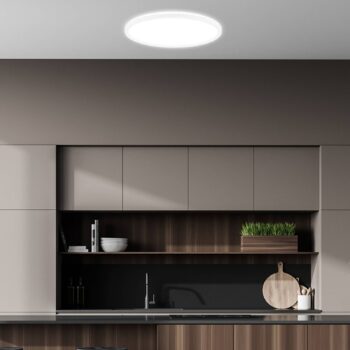 LED stropné svietidlo Tava A, Ø 42 cm, plast, biela