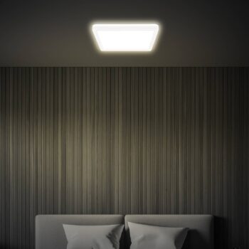 LED stropné svietidlo Tava, biele, 24x24 cm, plast