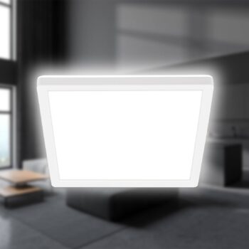 LED stropné svietidlo Tava, biele, 24x24 cm, plast