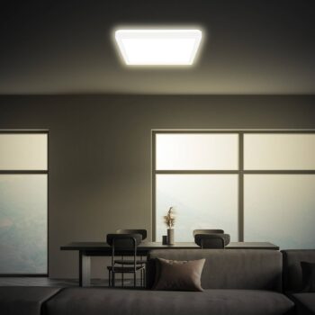 LED stropné svietidlo Tava, biele, 24x24 cm, plast