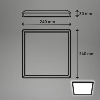LED stropné svietidlo Tava, čierne, 24x24 cm, plast