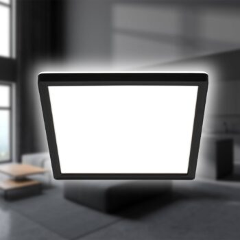 LED stropné svietidlo Tava, čierne, 24x24 cm, plast