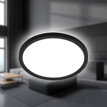 LED stropné svietidlo Tava, čierne, Ø 24 cm, plast
