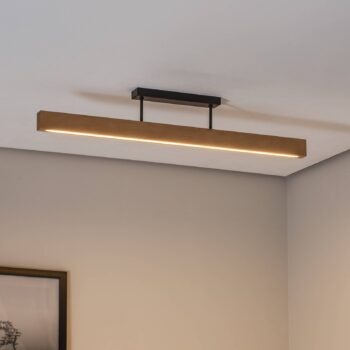 LED stropné svietidlo Teo, borovica, 96 cm, 3000 K