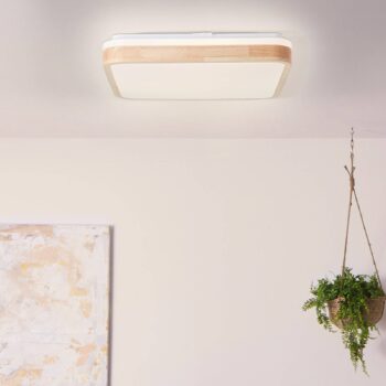 LED stropné svietidlo Tumeo, dĺžka 40 cm, svetlé drevo, kov/drevo