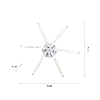 LED stropné svietidlo Valerie 6 svetiel Ø67cm oceľ