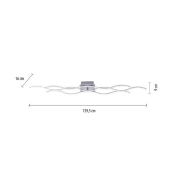 LED stropné svietidlo Wave 3000K 139,5x16cm oceľ