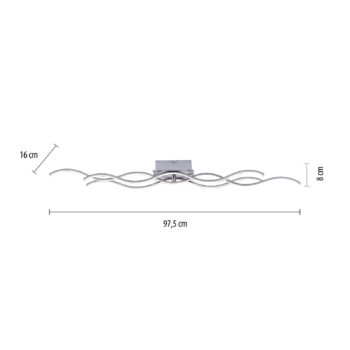LED stropné svietidlo Wave 3000K 97,5x16cm oceľ