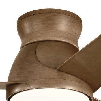 LED stropný ventilátor Eris, IP44, orech
