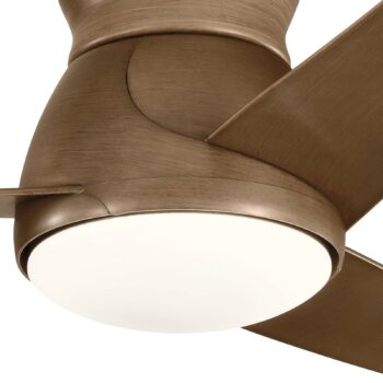 LED stropný ventilátor Eris, IP44, orech