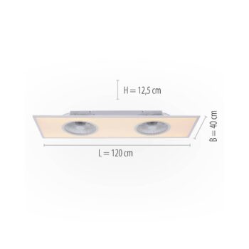 LED stropný ventilátor Flat-Air, CCT, biely, 120x40cm