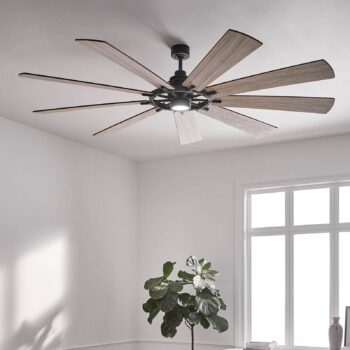 LED stropný ventilátor Gentry 85 tmavý orech/biela