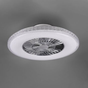 LED stropný ventilátor Harstad, krištáľový okraj
