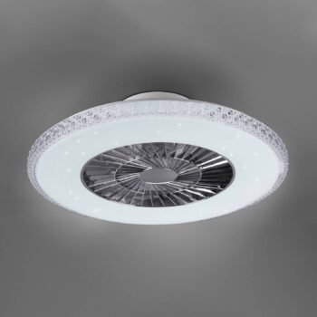 LED stropný ventilátor Harstad, krištáľový okraj