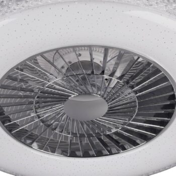 LED stropný ventilátor Harstad, krištáľový okraj