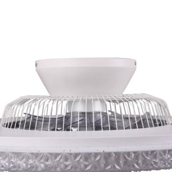 LED stropný ventilátor Harstad, krištáľový okraj