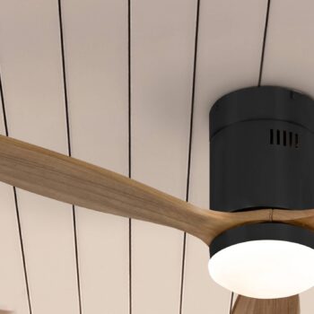 LED stropný ventilátor Siroco Mini, DC, tichý, čierna/orech