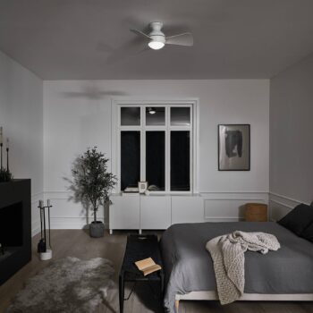 LED stropný ventilátor Sola, IP23 biela matná