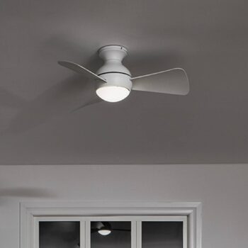 LED stropný ventilátor Sola, IP23 biela matná
