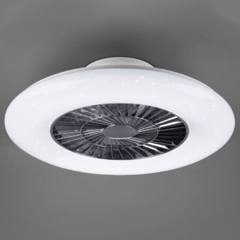 LED stropný ventilátor Visby, Ø 60 cm, biela