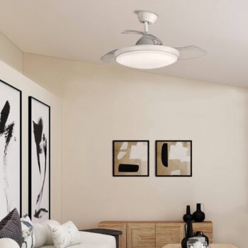 LED stropný ventilátor Zonda, DC motor, tichý, biely, IP44, CCT