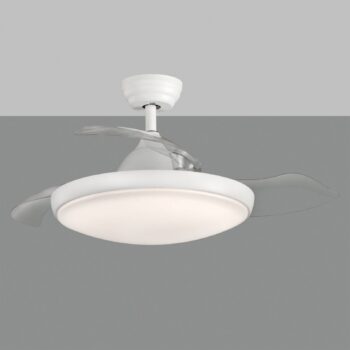 LED stropný ventilátor Zonda, DC motor, tichý, biely, IP44, CCT