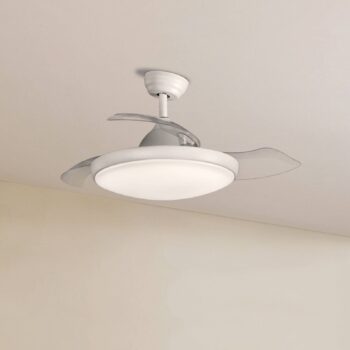 LED stropný ventilátor Zonda, DC motor, tichý, biely, IP44, CCT