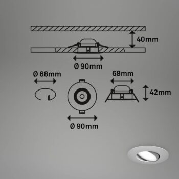 LED svetlo 7597 3ks IP65 4 000 K chróm matná