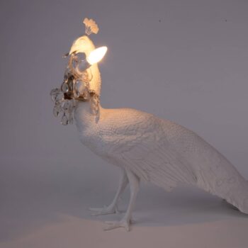 LED svetlo Peacock Lamp, biela, sklenené krištále