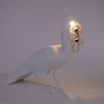 LED svetlo Peacock Lamp, biela, sklenené krištále