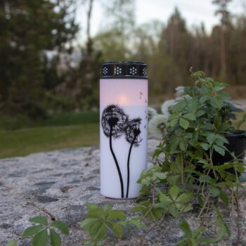 LED svetlo na hrob Dandelion, 21 cm biela/čierna plastová batéria