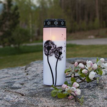 LED svetlo na hrob Dandelion, 21 cm biela/čierna plastová batéria