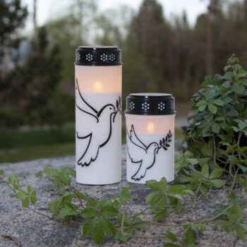 LED svetlo na hrob Dove, biely/čierny plast 12,5 cm batéria