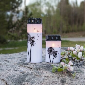LED svetlo na hrob Púpava, 12 cm biela/čierna plastová batéria