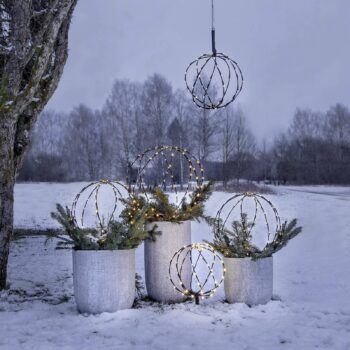 LED svetlo na zemné hroty Sphere, Ø 30 cm, čierna kovová batéria