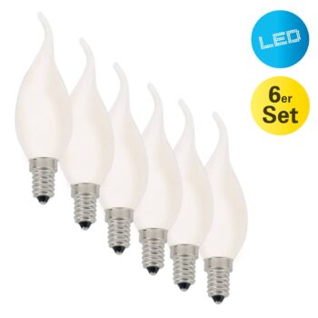 LED sviečka E14 4W 450lm teplá biela sada 6 kusov