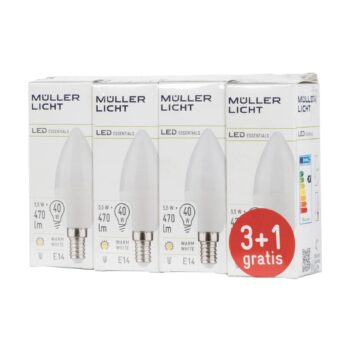 LED sviečka E14 5,5W 2700K súprava 3+1 470lm matná