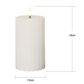 LED sviečka Flame Stripe biela 15 cm z pravého vosku na batérie