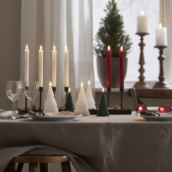 LED sviečka Flame Stripe biela 15 cm z pravého vosku na batérie