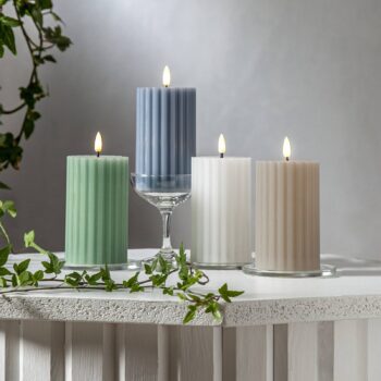 LED sviečka Flame Stripe biela 15 cm z pravého vosku na batérie