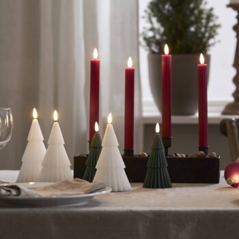 LED sviečka Flame Stripe, červená, 25 cm, vosk, batérie sada 2 ks