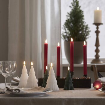 LED sviečka Flame Stripe, červená, 25 cm, vosk, batérie sada 2 ks