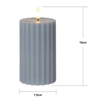 LED sviečka Flame Stripe modrá 15 cm z pravého vosku na batérie